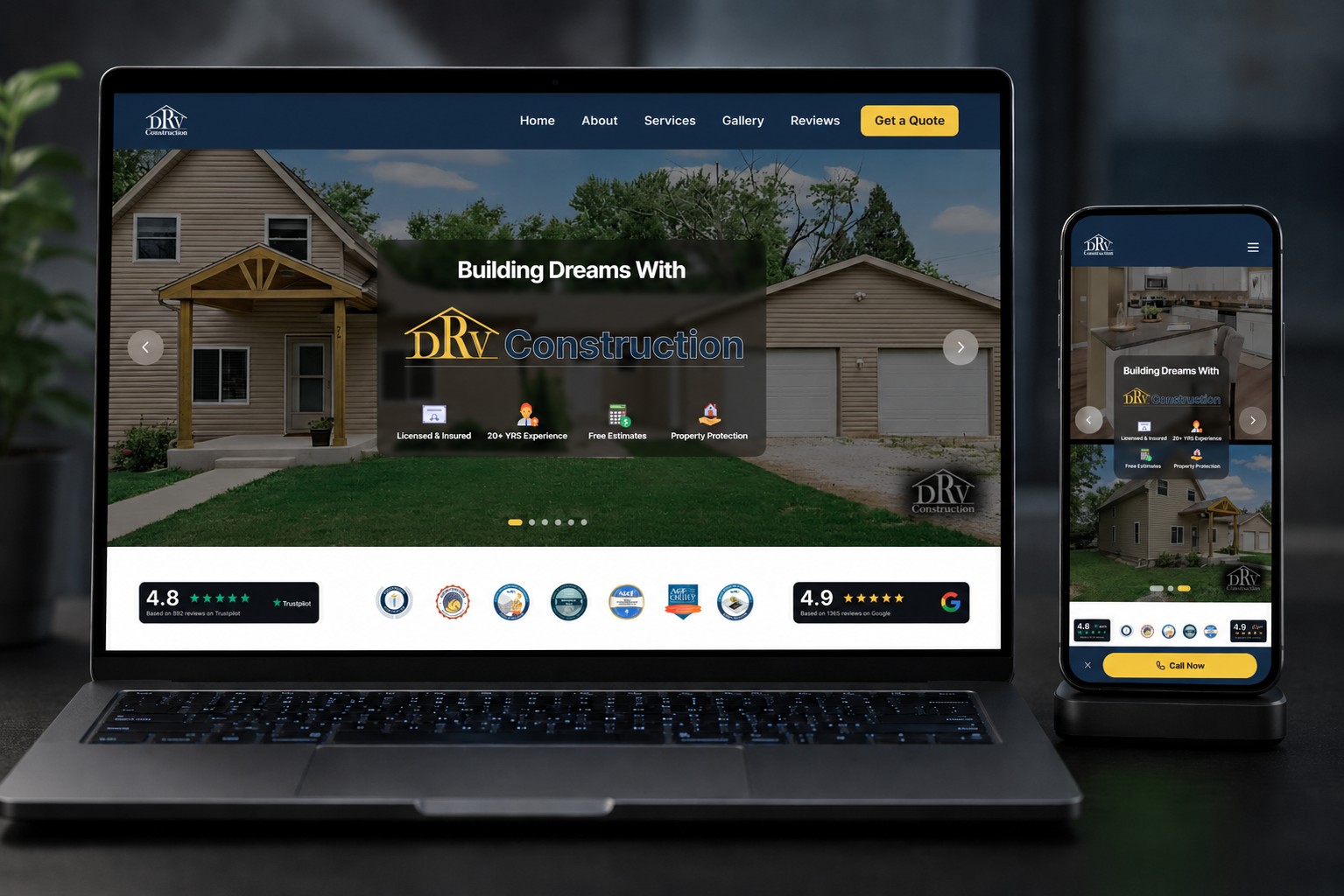 DRV Construction website by Rowdy Designs