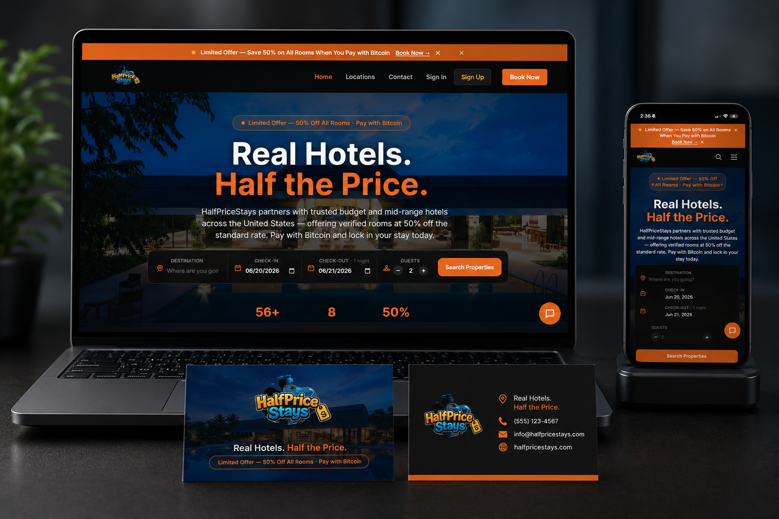 Half Price Stays website by Rowdy Designs